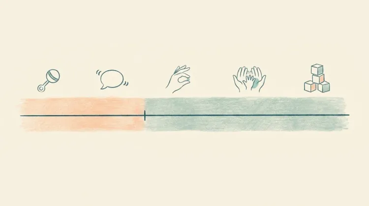 Pastel illustration of an autism early intervention timeline with milestone icons across the zero-to-three window